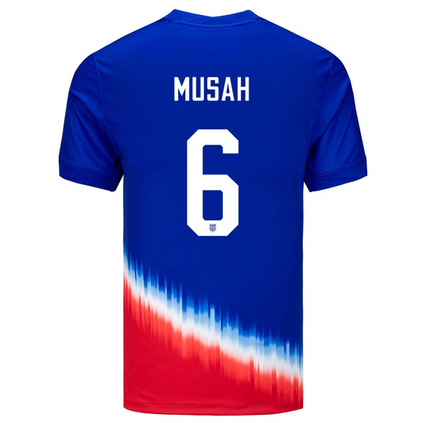 Niño Fútbol Camiseta Estados Unidos Yunus Musah #6 Azul 2ª Equipación 24-26 Perú