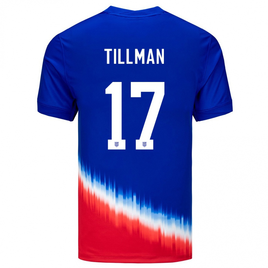 Niño Fútbol Camiseta Estados Unidos Malik Tillman #17 Azul 2ª Equipación 24-26 Perú