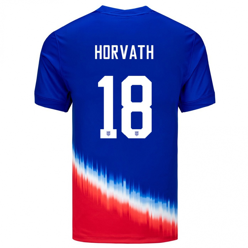 Niño Fútbol Camiseta Estados Unidos Ethan Horvath #18 Azul 2ª Equipación 24-26 Perú