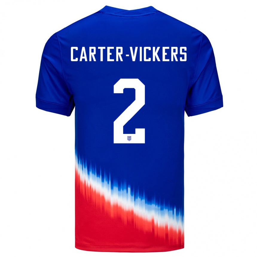 Niño Fútbol Camiseta Estados Unidos Cameron Carter-Vickers #2 Azul 2ª Equipación 24-26 Perú