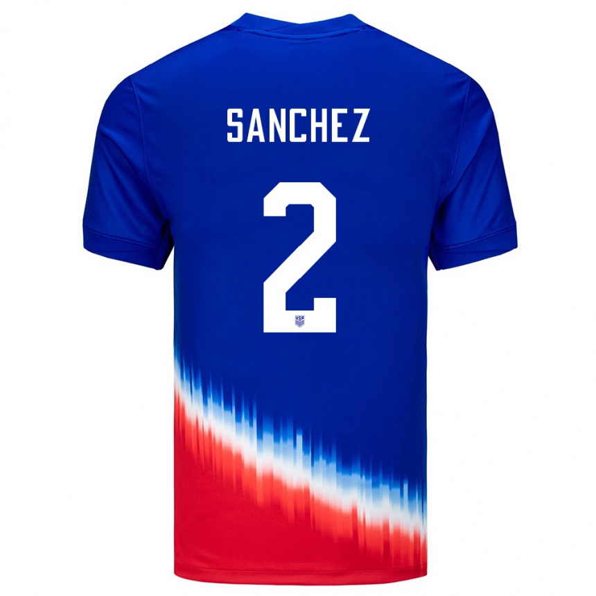 Niño Fútbol Camiseta Estados Unidos Ashley Sanchez #2 Azul 2ª Equipación 24-26 Perú