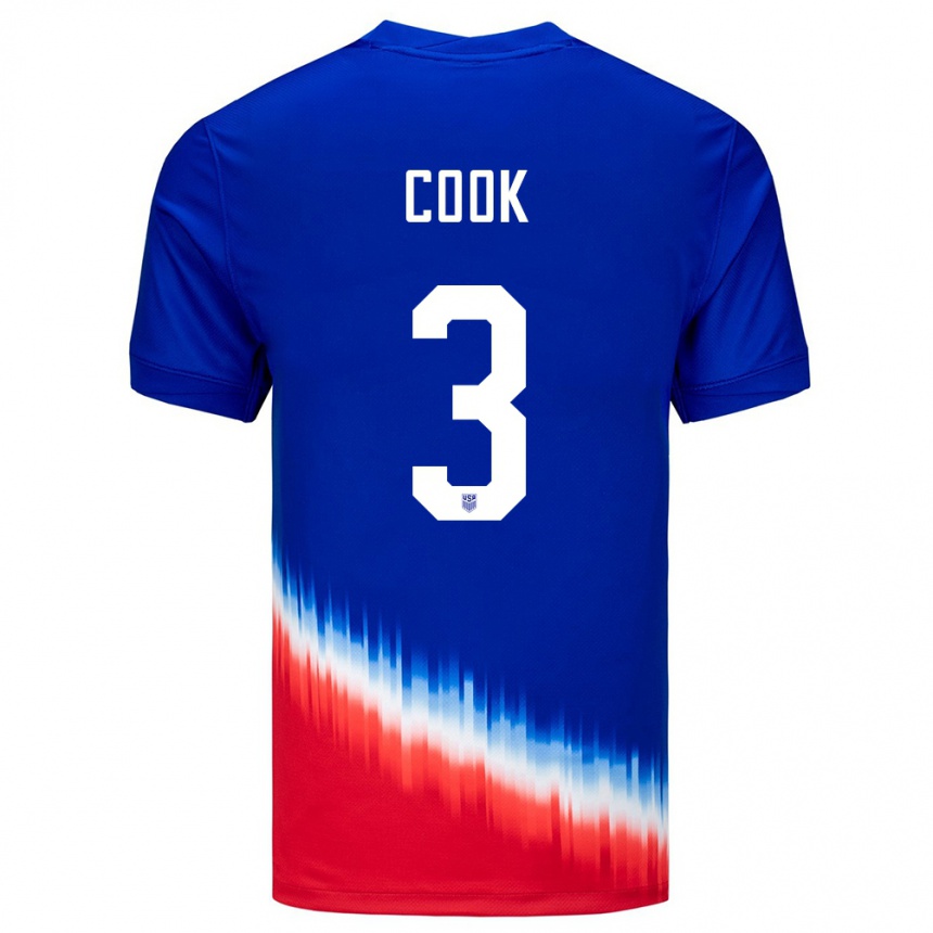 Niño Fútbol Camiseta Estados Unidos Alana Cook #3 Azul 2ª Equipación 24-26 Perú