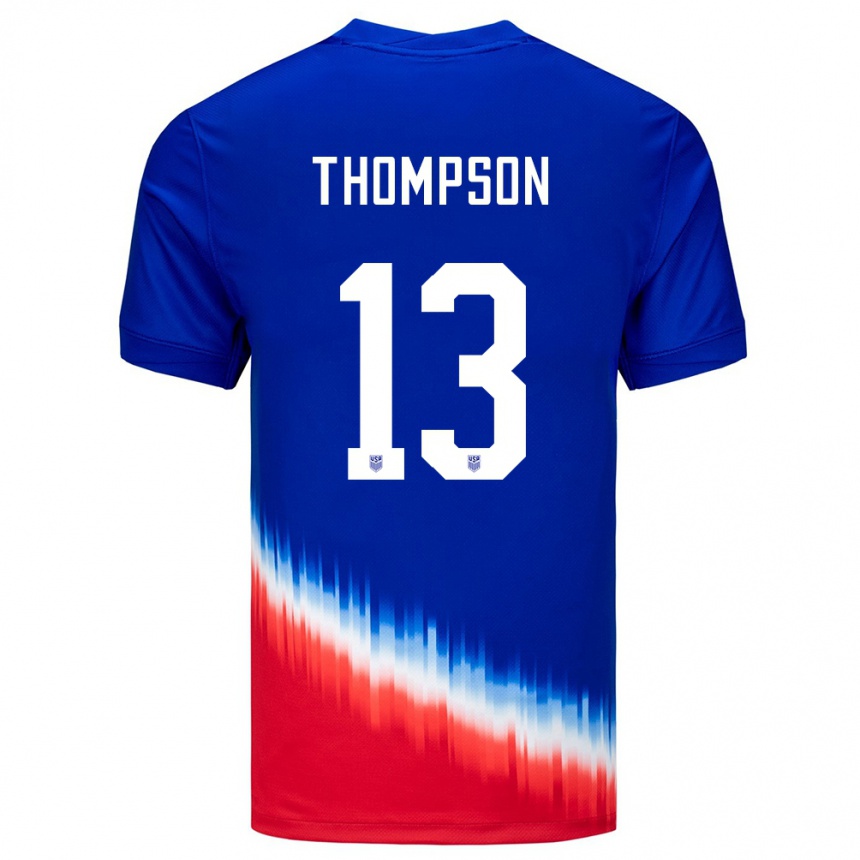 Niño Fútbol Camiseta Estados Unidos Alyssa Thompson #13 Azul 2ª Equipación 24-26 Perú