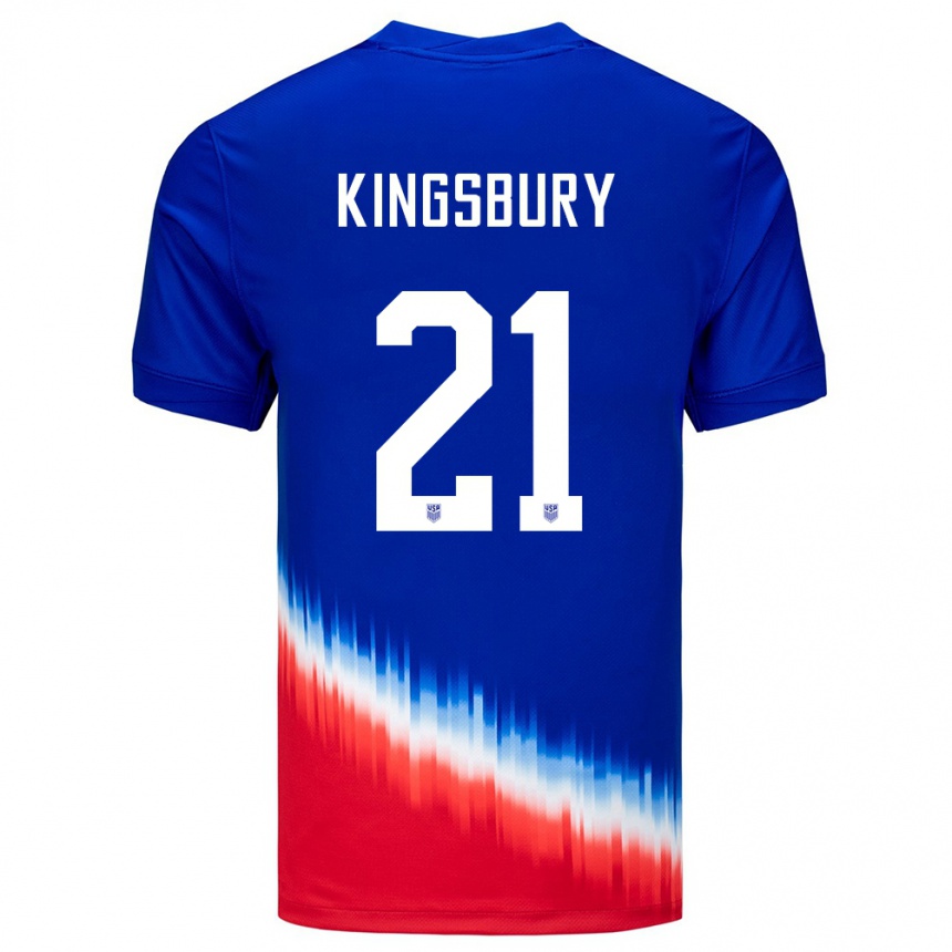 Niño Fútbol Camiseta Estados Unidos Aubrey Kingsbury #21 Azul 2ª Equipación 24-26 Perú