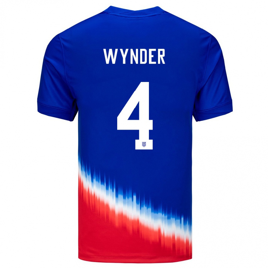 Niño Fútbol Camiseta Estados Unidos Joshua Wynder #4 Azul 2ª Equipación 24-26 Perú