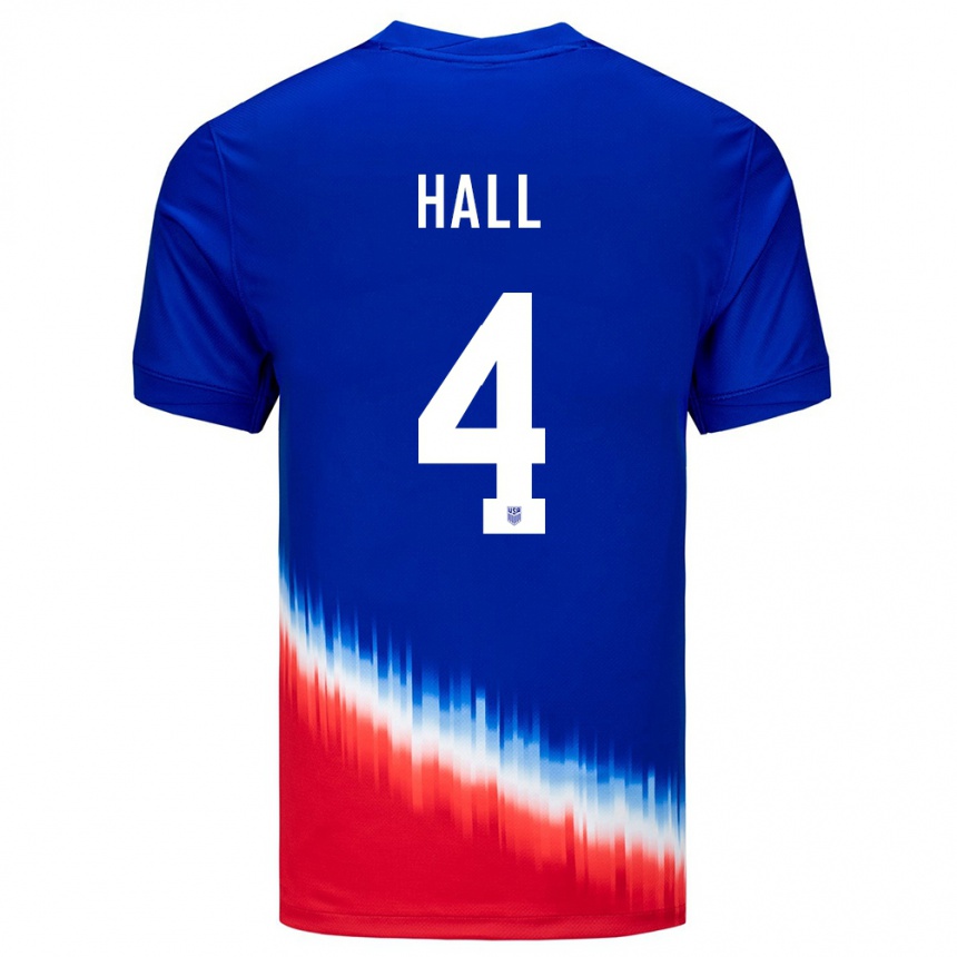 Niño Fútbol Camiseta Estados Unidos Tyler Hall #4 Azul 2ª Equipación 24-26 Perú