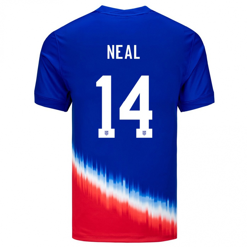 Niño Fútbol Camiseta Estados Unidos Jalen Neal #14 Azul 2ª Equipación 24-26 Perú