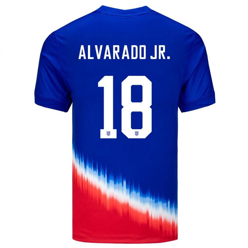 Niño Fútbol Camiseta Estados Unidos Alejandro Alvarado Jr #18 Azul 2ª Equipación 24-26 Perú