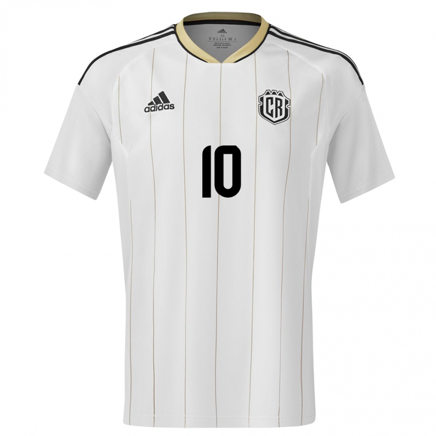 Niño Fútbol Camiseta Costa Rica Brandon Aguilera #10 Blanco 2ª Equipación 24-26 Perú