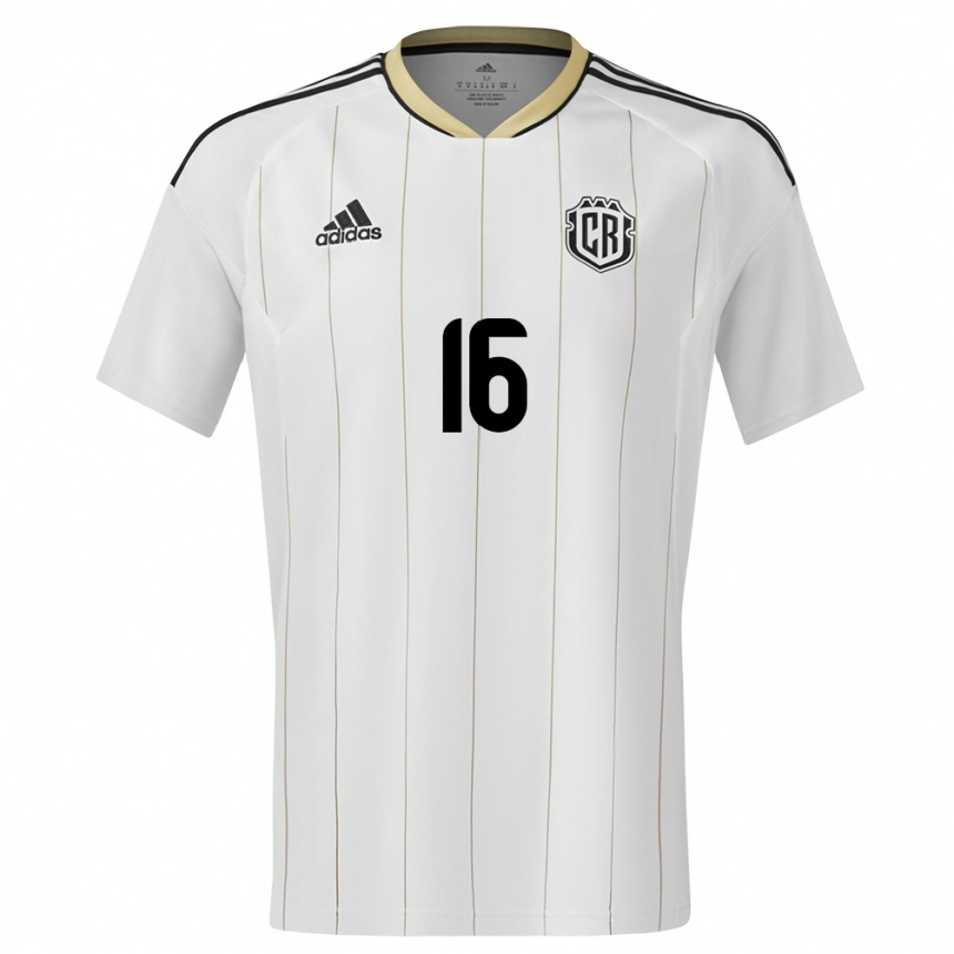 Niño Fútbol Camiseta Costa Rica Andrey Salmeron #16 Blanco 2ª Equipación 24-26 Perú