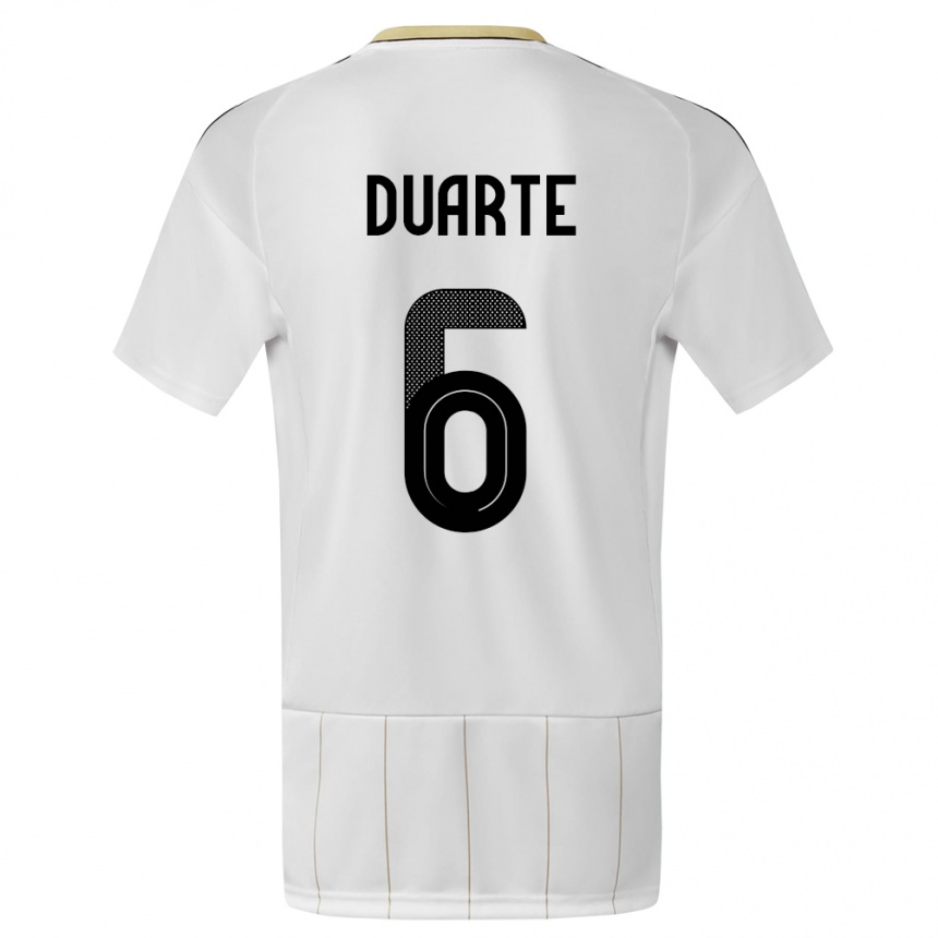 Niño Fútbol Camiseta Costa Rica Oscar Duarte #6 Blanco 2ª Equipación 24-26 Perú