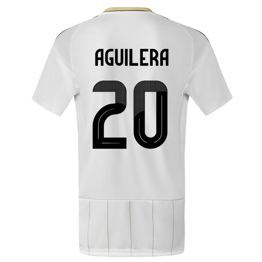 Niño Fútbol Camiseta Costa Rica Brandon Aguilera #20 Blanco 2ª Equipación 24-26 Perú