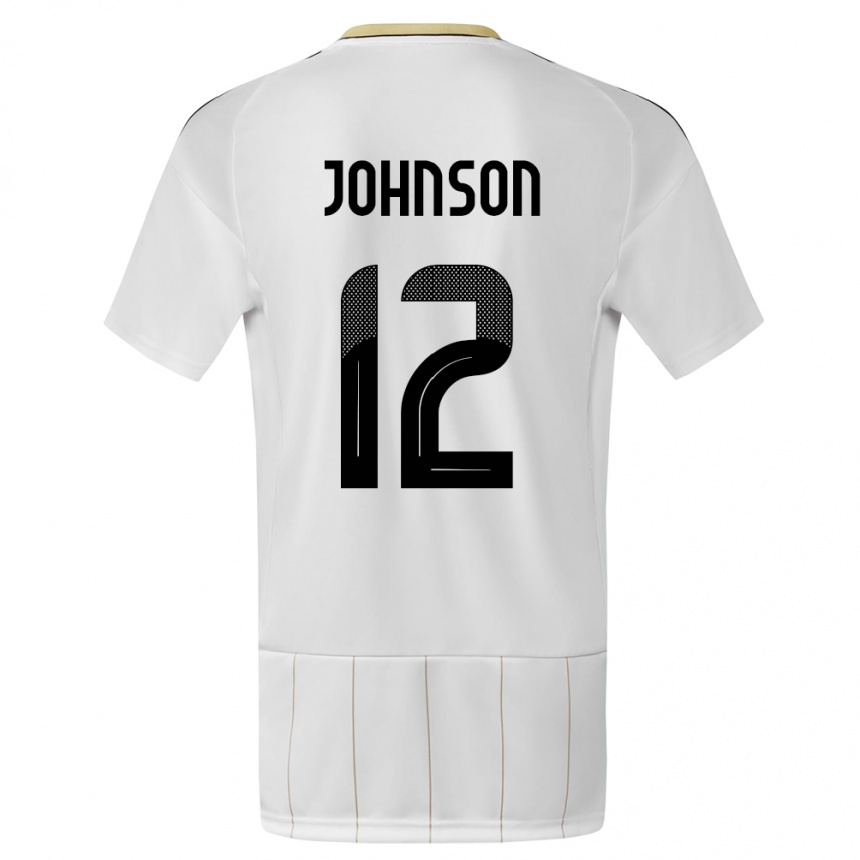 Niño Fútbol Camiseta Costa Rica Shawn Johnson #12 Blanco 2ª Equipación 24-26 Perú