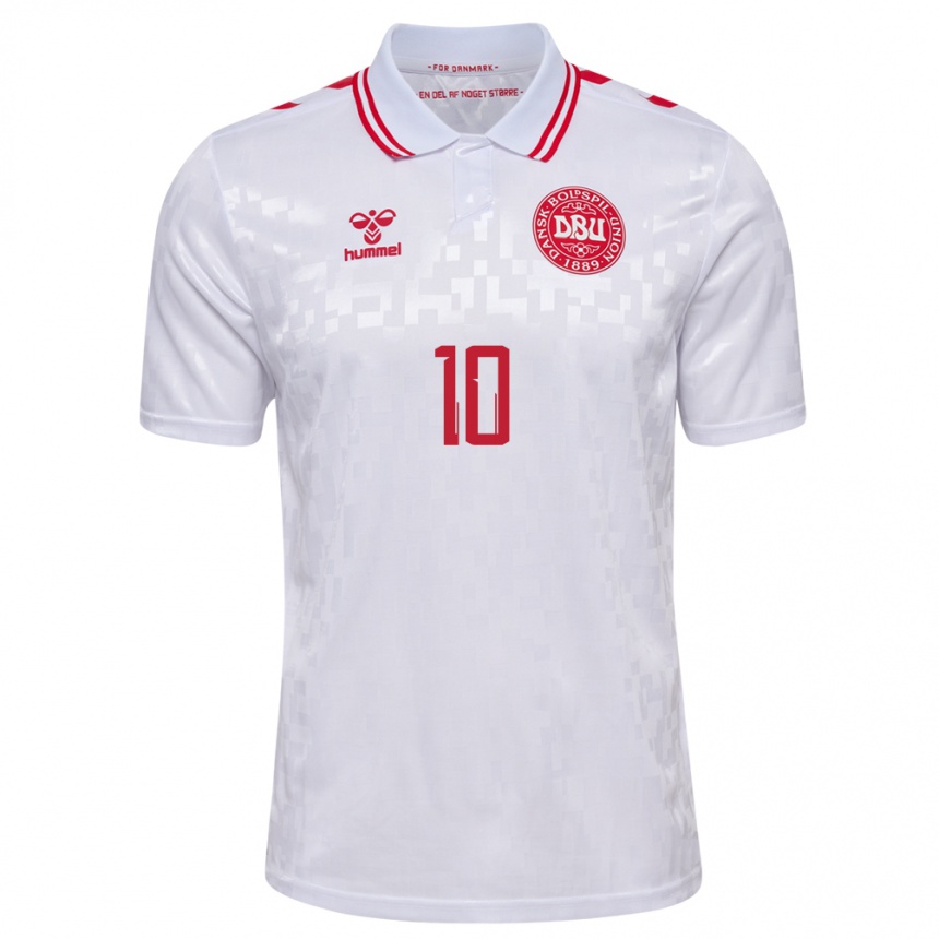 Niño Fútbol Camiseta Dinamarca Christian Eriksen #10 Blanco 2ª Equipación 24-26 Perú