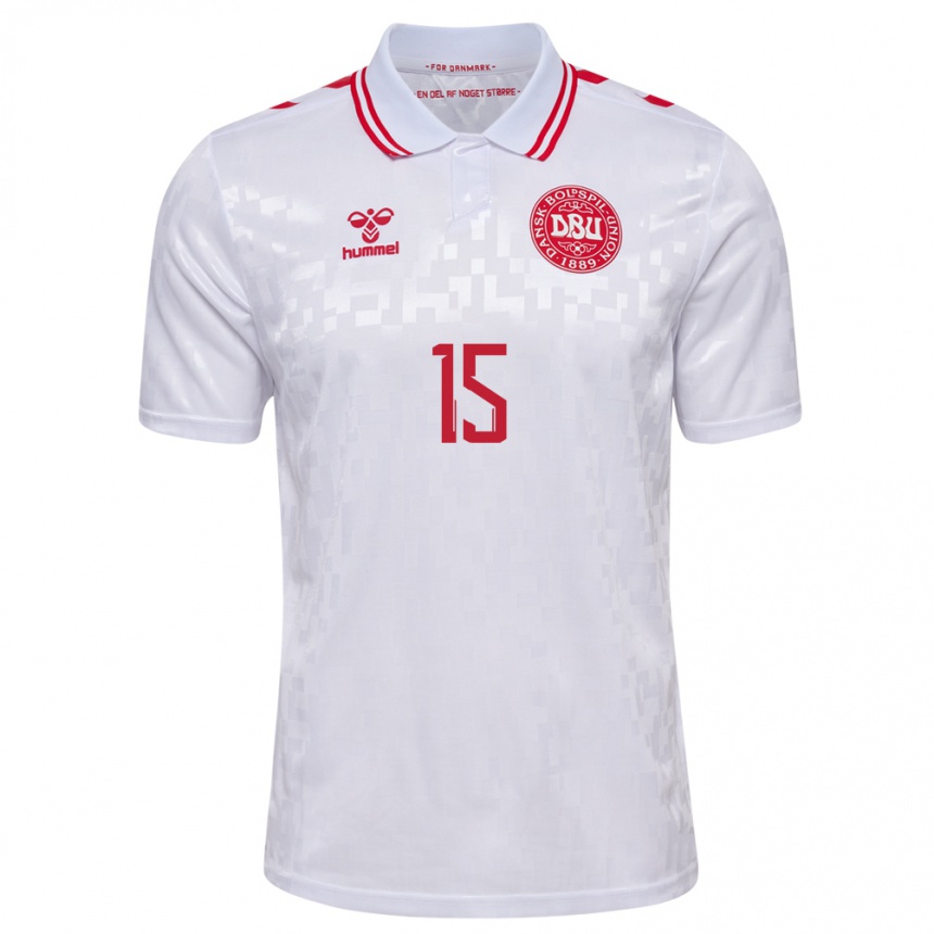 Niño Fútbol Camiseta Dinamarca Oliver Villadsen #15 Blanco 2ª Equipación 24-26 Perú