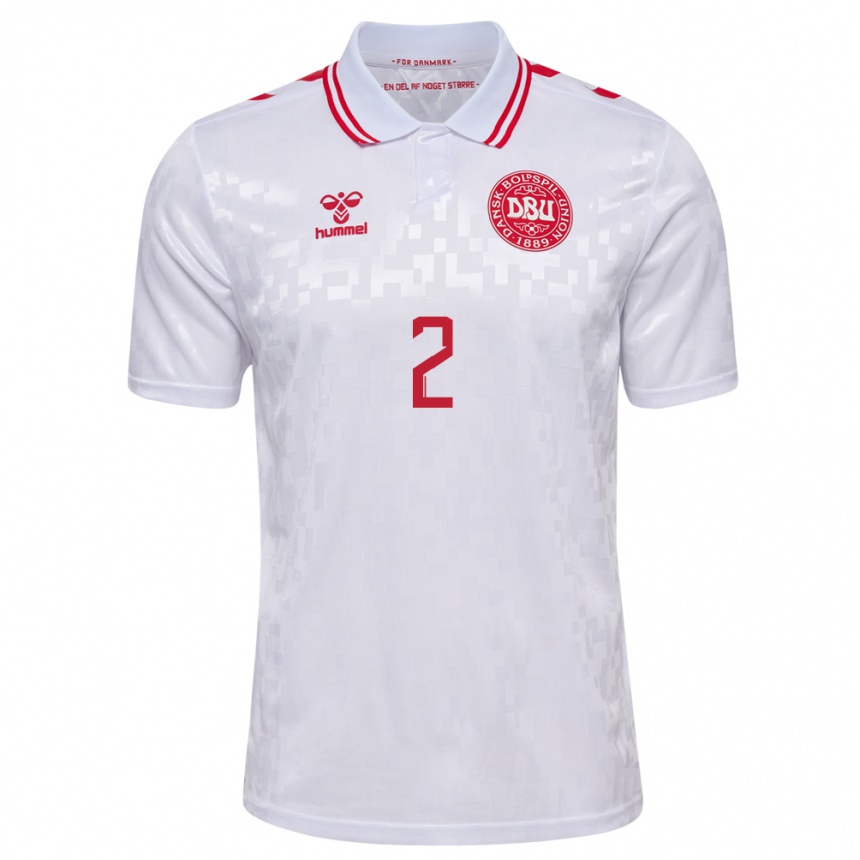 Niño Fútbol Camiseta Dinamarca Joachim Andersen #2 Blanco 2ª Equipación 24-26 Perú