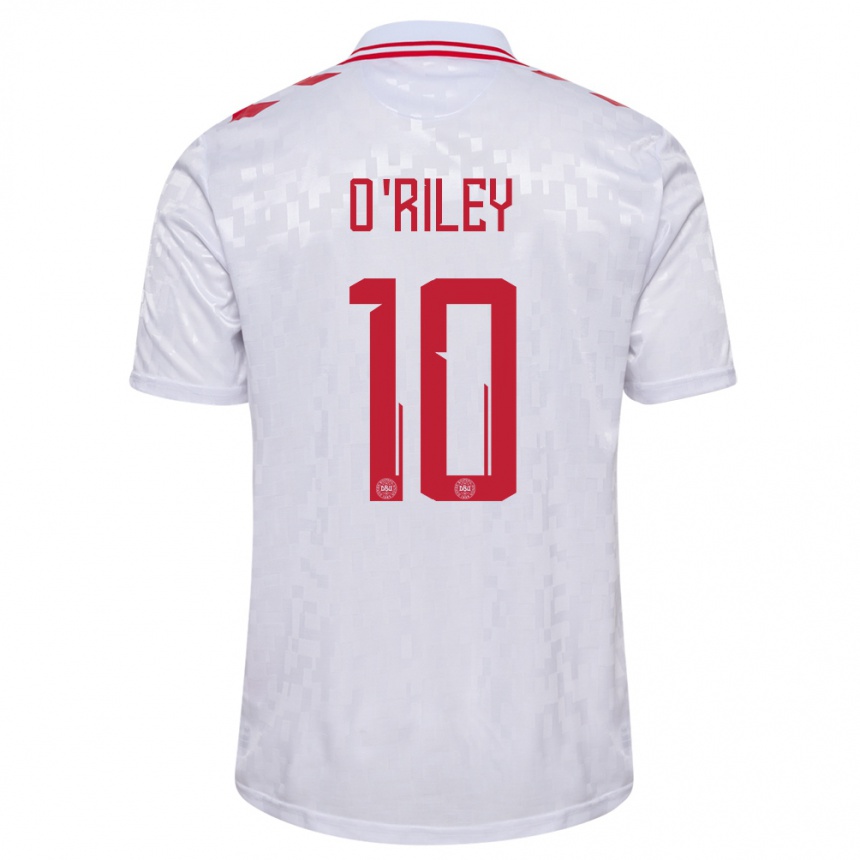 Niño Fútbol Camiseta Dinamarca Matt O Riley #10 Blanco 2ª Equipación 24-26 Perú