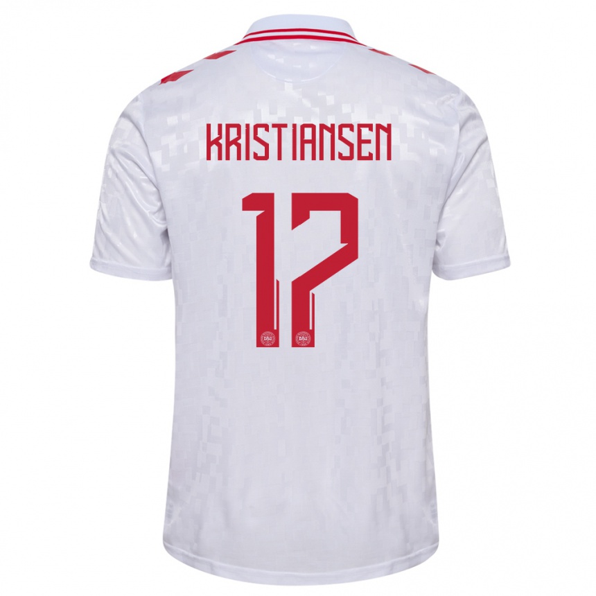 Niño Fútbol Camiseta Dinamarca Victor Kristiansen #17 Blanco 2ª Equipación 24-26 Perú