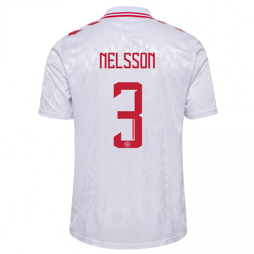 Niño Fútbol Camiseta Dinamarca Victor Nelsson #3 Blanco 2ª Equipación 24-26 Perú