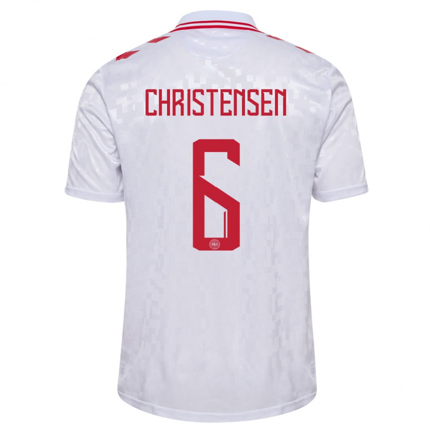 Niño Fútbol Camiseta Dinamarca Andreas Christensen #6 Blanco 2ª Equipación 24-26 Perú