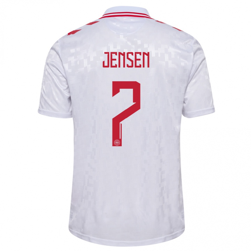 Niño Fútbol Camiseta Dinamarca Mathias Jensen #7 Blanco 2ª Equipación 24-26 Perú