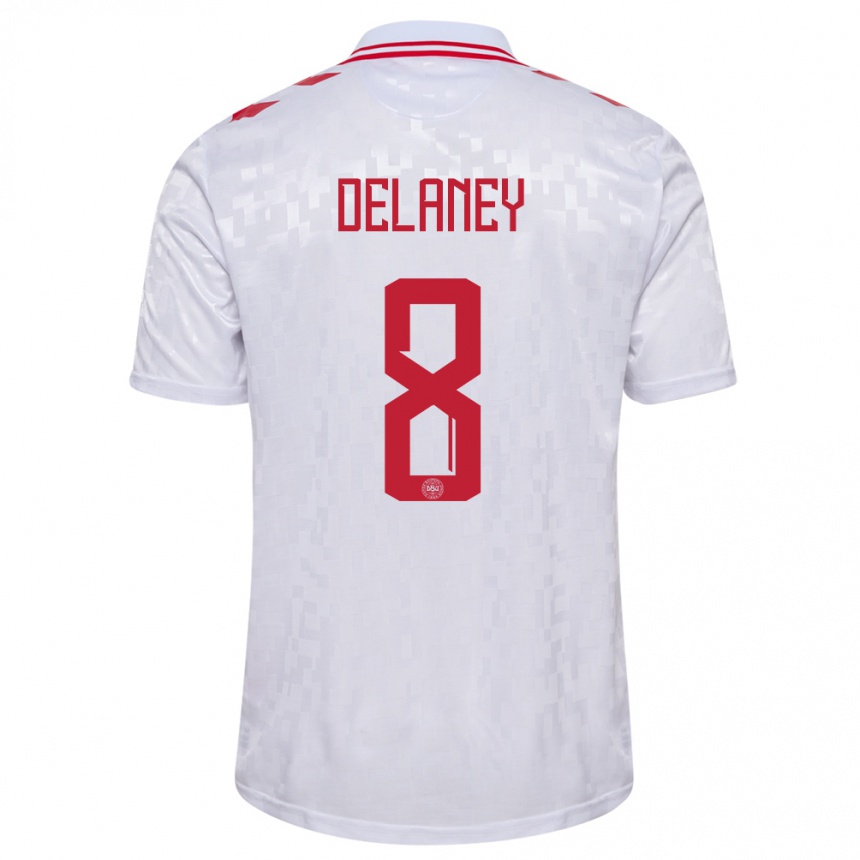 Niño Fútbol Camiseta Dinamarca Thomas Delaney #8 Blanco 2ª Equipación 24-26 Perú