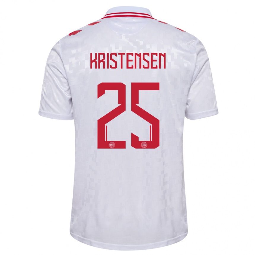 Niño Fútbol Camiseta Dinamarca Rasmus Kristensen #25 Blanco 2ª Equipación 24-26 Perú