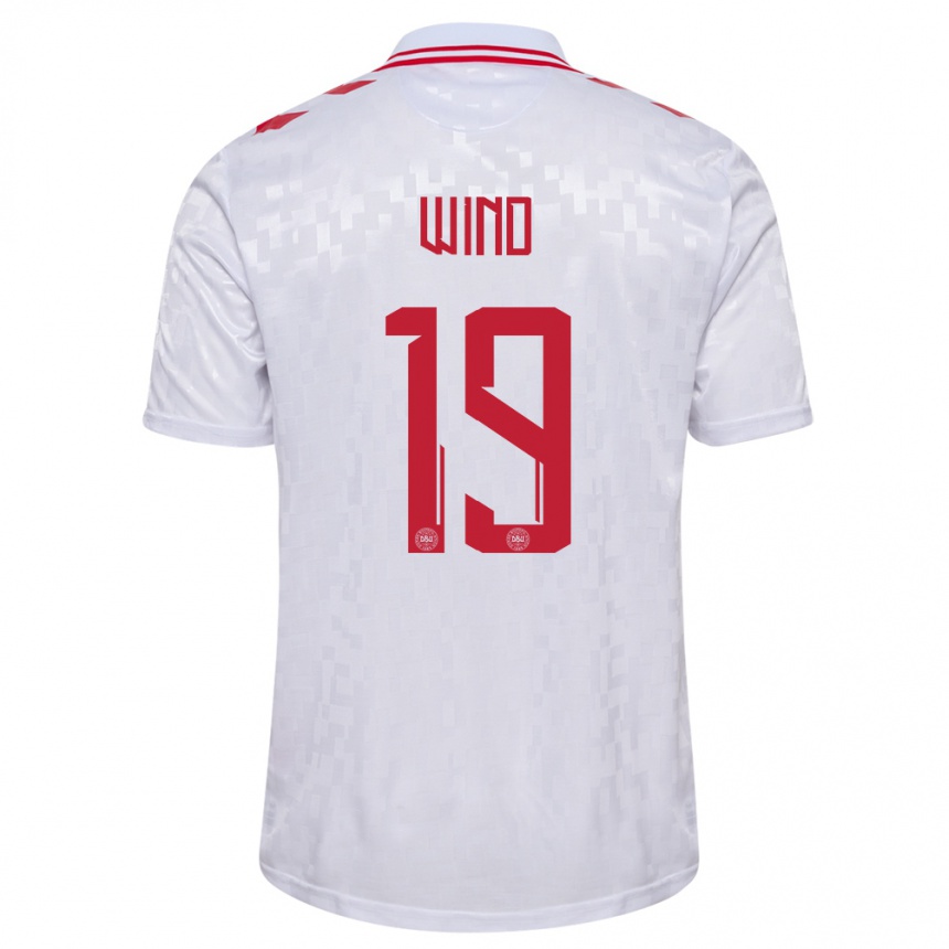 Niño Fútbol Camiseta Dinamarca Jonas Wind #19 Blanco 2ª Equipación 24-26 Perú