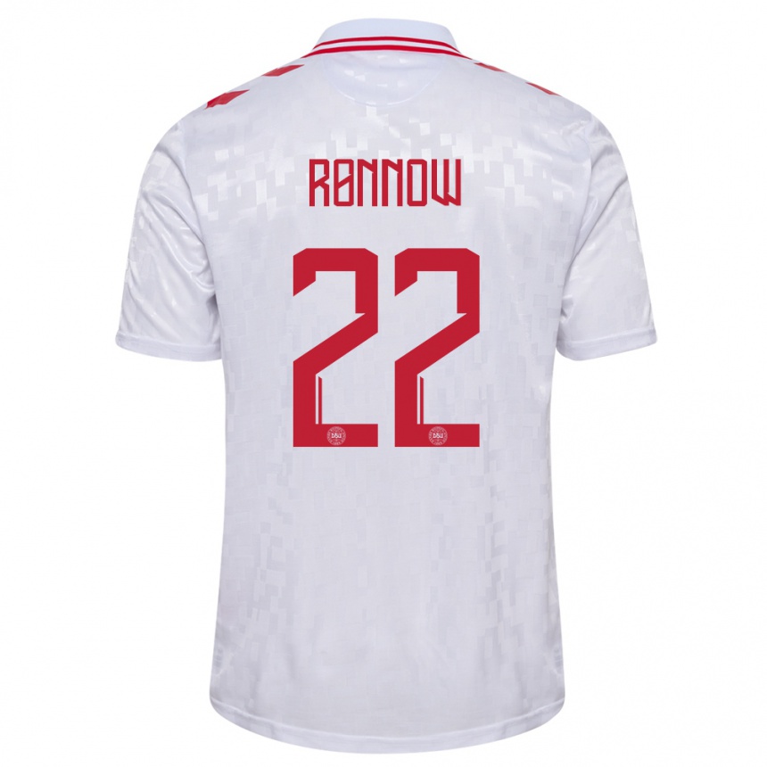 Niño Fútbol Camiseta Dinamarca Frederik Ronnow #22 Blanco 2ª Equipación 24-26 Perú