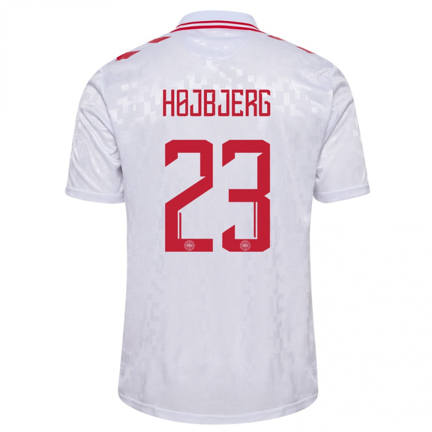 Niño Fútbol Camiseta Dinamarca Pierre Emile Hojbjerg #23 Blanco 2ª Equipación 24-26 Perú