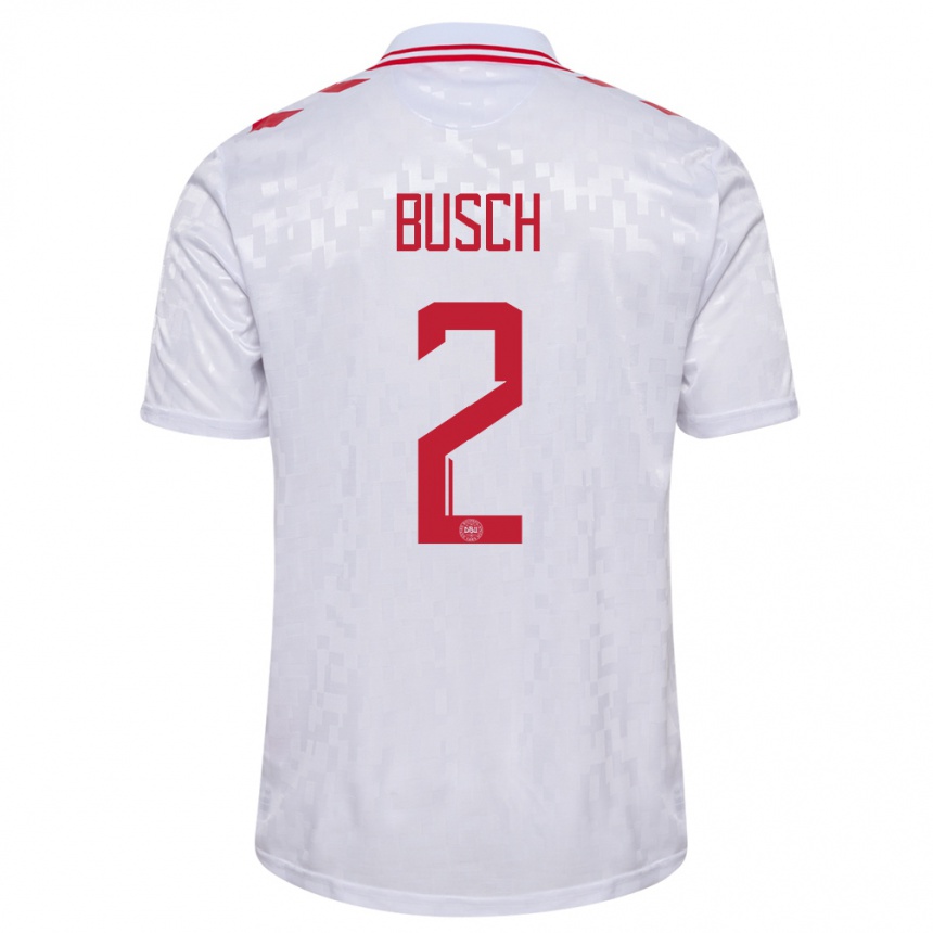 Niño Fútbol Camiseta Dinamarca Alexander Busch #2 Blanco 2ª Equipación 24-26 Perú