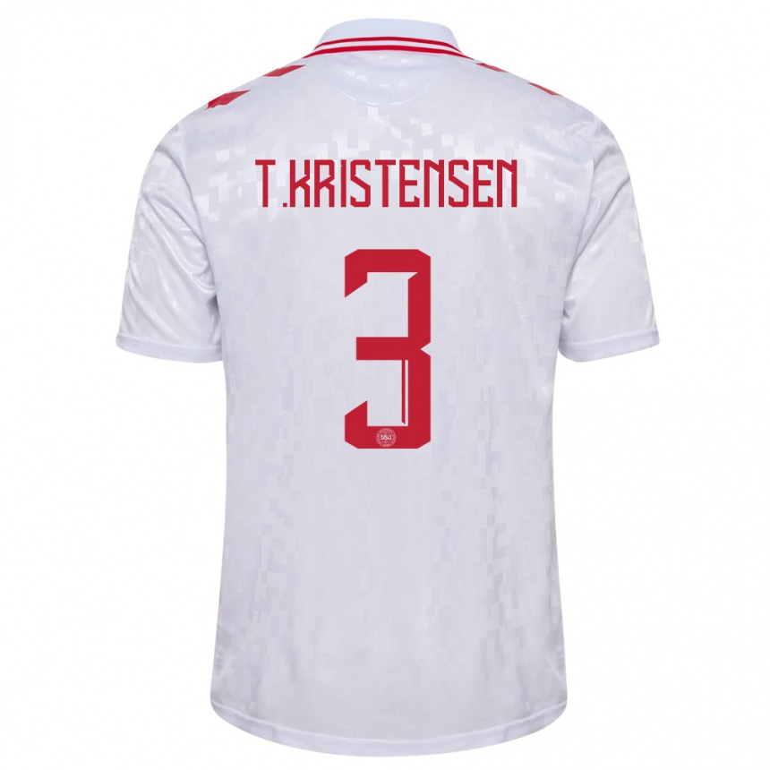 Niño Fútbol Camiseta Dinamarca Thomas Kristensen #3 Blanco 2ª Equipación 24-26 Perú