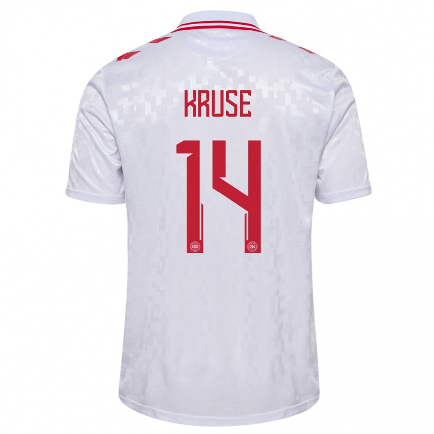 Niño Fútbol Camiseta Dinamarca David Kruse #14 Blanco 2ª Equipación 24-26 Perú