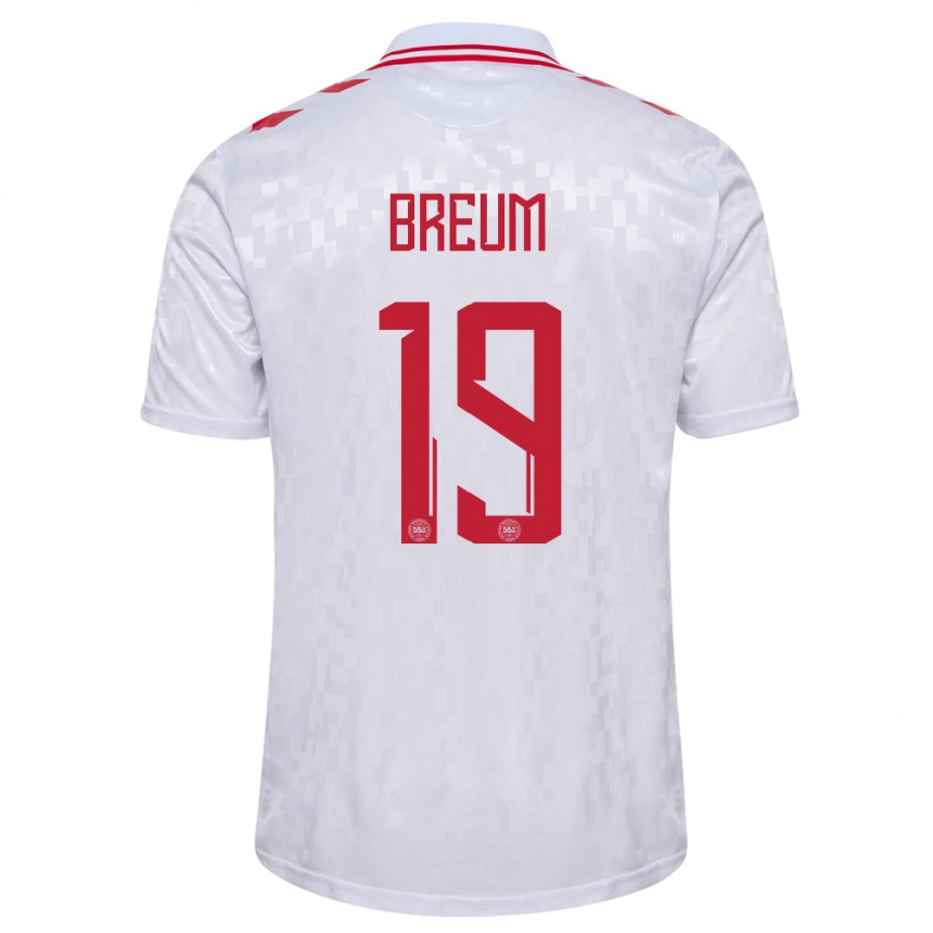 Niño Fútbol Camiseta Dinamarca Jakob Breum #19 Blanco 2ª Equipación 24-26 Perú