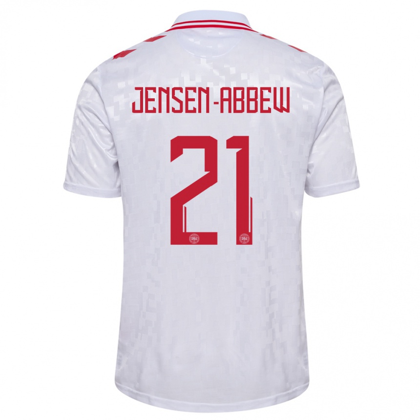 Niño Fútbol Camiseta Dinamarca Jonas Jensen-Abbew #21 Blanco 2ª Equipación 24-26 Perú