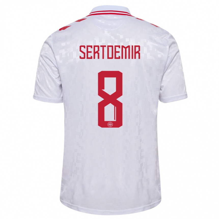 Niño Fútbol Camiseta Dinamarca Zidan Sertdemir #8 Blanco 2ª Equipación 24-26 Perú