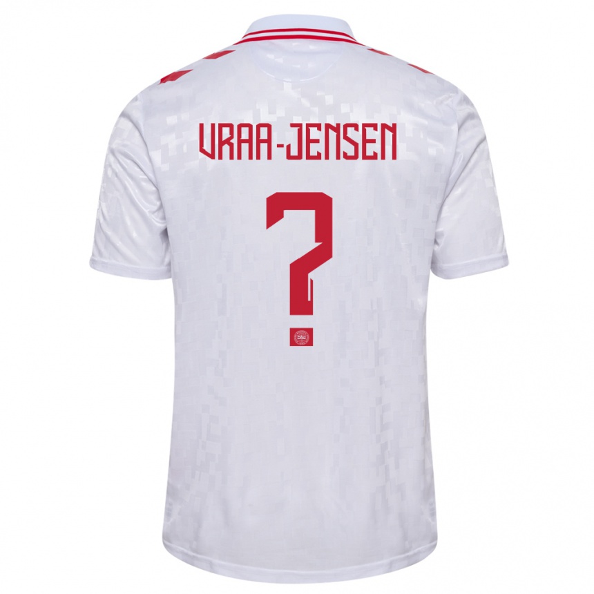 Niño Fútbol Camiseta Dinamarca Ludwig Vraa-Jensen #0 Blanco 2ª Equipación 24-26 Perú