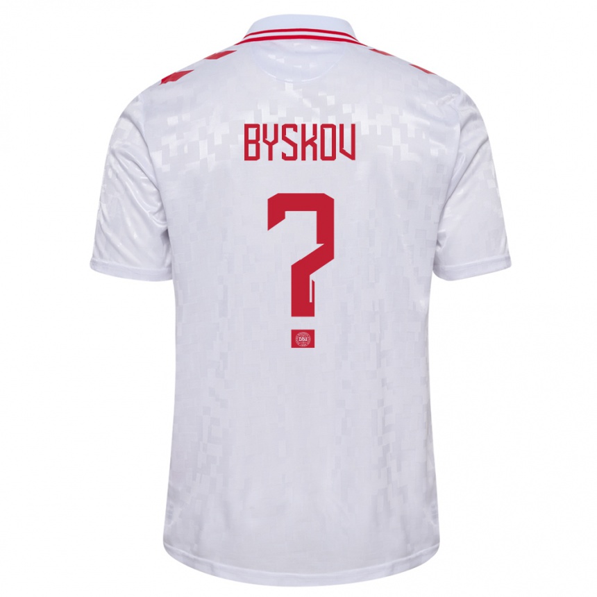 Niño Fútbol Camiseta Dinamarca Valdemar Byskov #0 Blanco 2ª Equipación 24-26 Perú