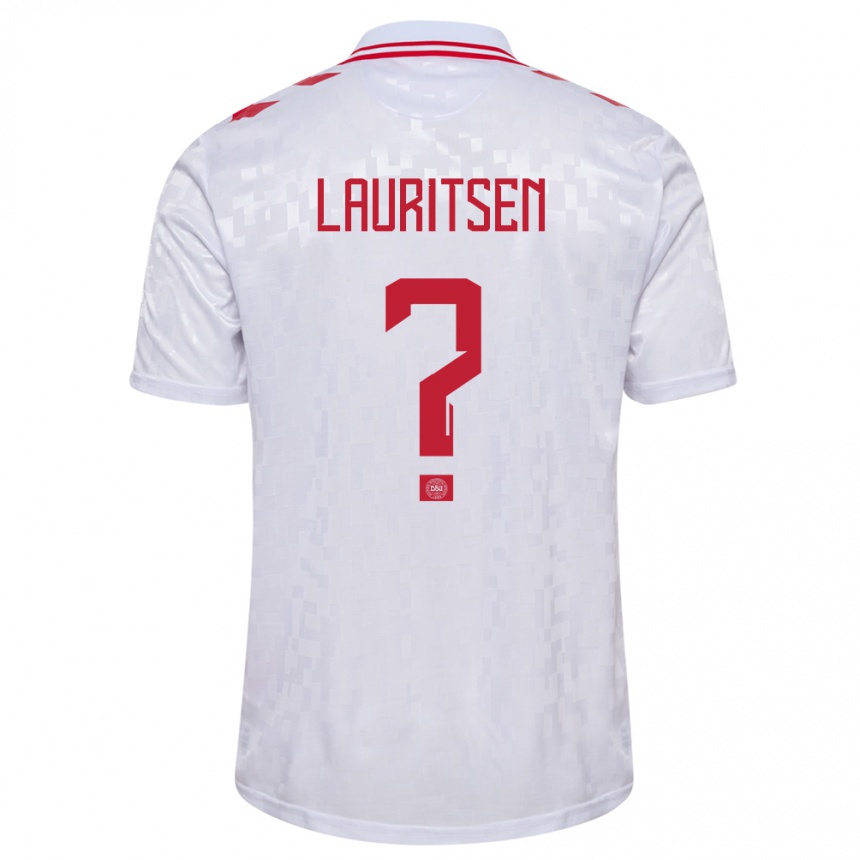 Niño Fútbol Camiseta Dinamarca Mads Lauritsen #0 Blanco 2ª Equipación 24-26 Perú