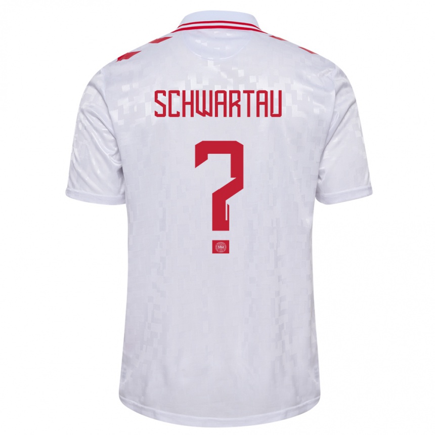 Niño Fútbol Camiseta Dinamarca Oscar Schwartau #0 Blanco 2ª Equipación 24-26 Perú