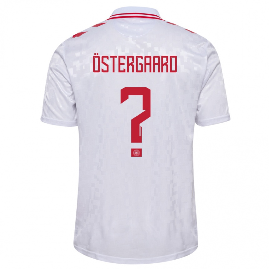 Niño Fútbol Camiseta Dinamarca Christian Östergaard #0 Blanco 2ª Equipación 24-26 Perú