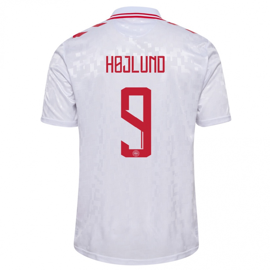 Niño Fútbol Camiseta Dinamarca Emil Højlund #9 Blanco 2ª Equipación 24-26 Perú