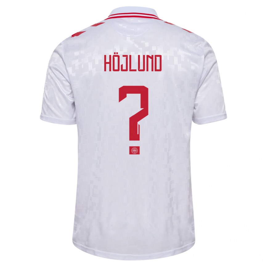 Niño Fútbol Camiseta Dinamarca Oscar Höjlund #0 Blanco 2ª Equipación 24-26 Perú