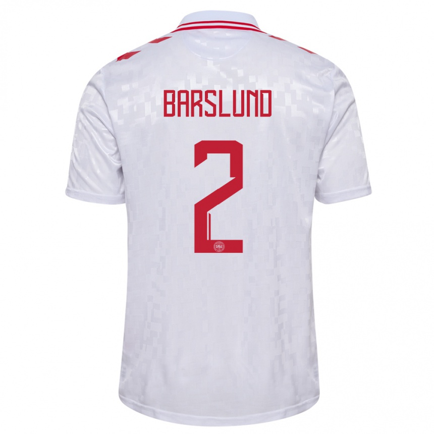 Niño Fútbol Camiseta Dinamarca Kaare Barslund #2 Blanco 2ª Equipación 24-26 Perú