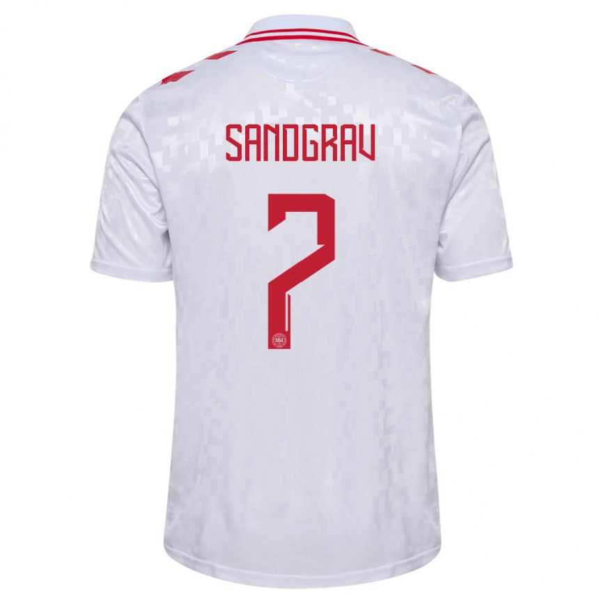 Niño Fútbol Camiseta Dinamarca Lauge Sandgrav #7 Blanco 2ª Equipación 24-26 Perú