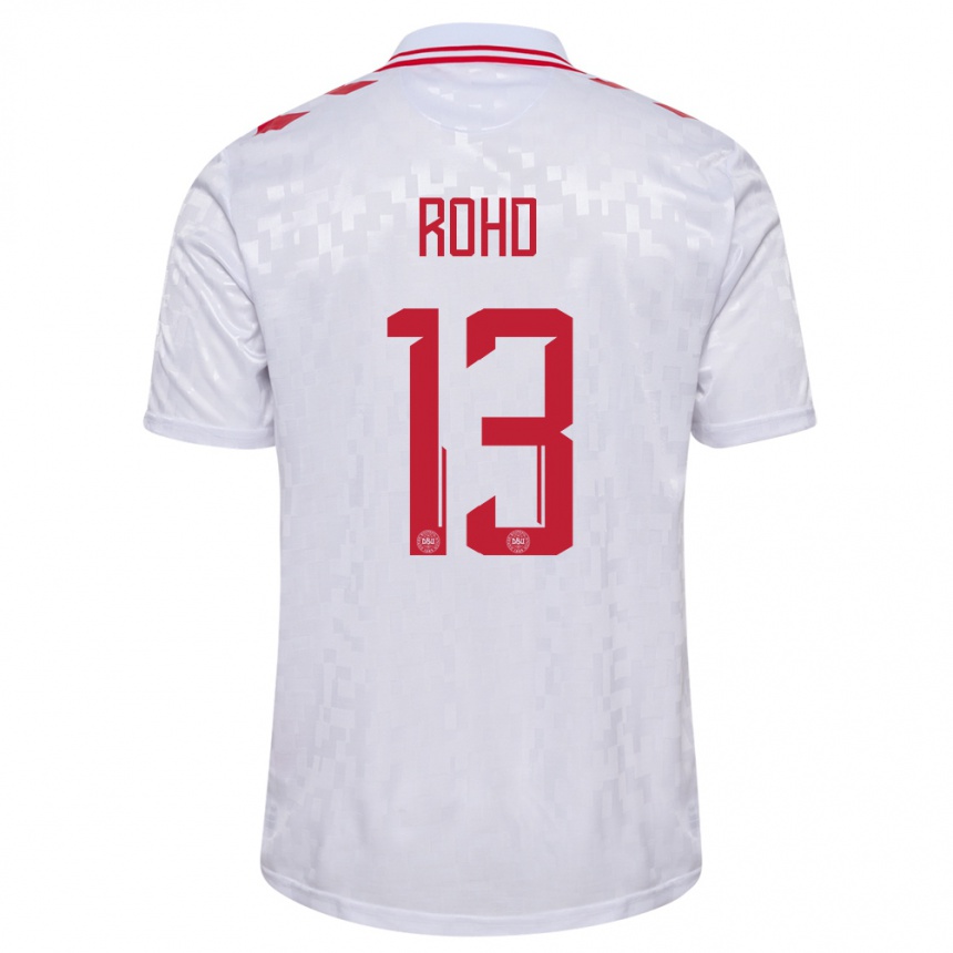 Niño Fútbol Camiseta Dinamarca Emil Rohd #13 Blanco 2ª Equipación 24-26 Perú