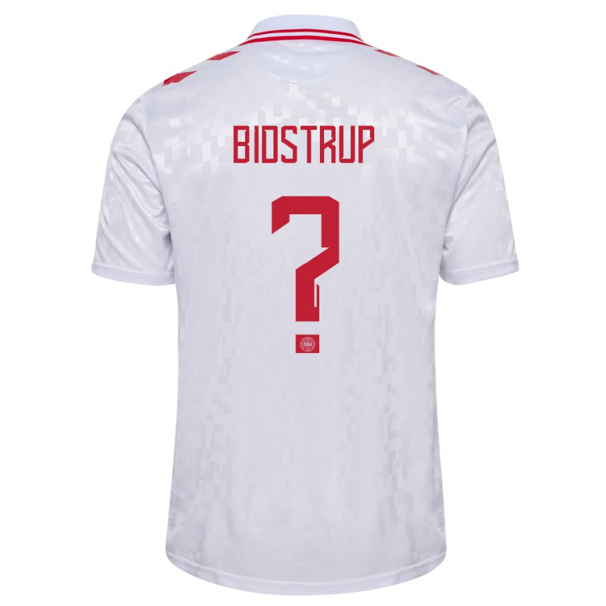 Niño Fútbol Camiseta Dinamarca Hjalte Bidstrup #0 Blanco 2ª Equipación 24-26 Perú