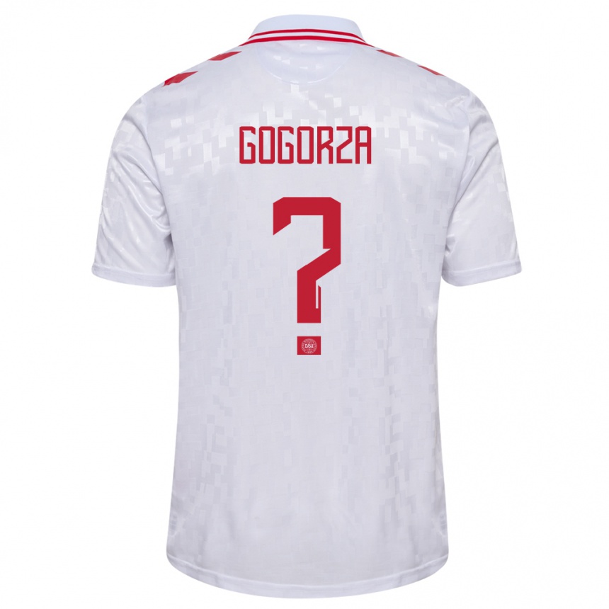 Niño Fútbol Camiseta Dinamarca Mikel Gogorza #0 Blanco 2ª Equipación 24-26 Perú