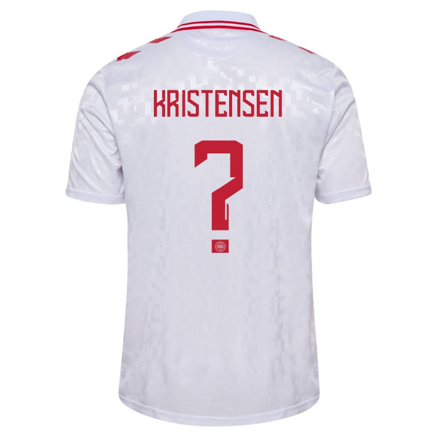 Niño Fútbol Camiseta Dinamarca Mikkel Kristensen #0 Blanco 2ª Equipación 24-26 Perú