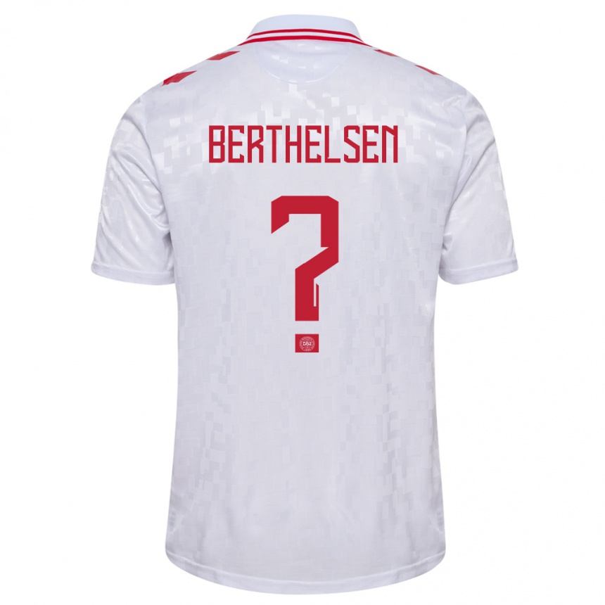 Niño Fútbol Camiseta Dinamarca Villum Berthelsen #0 Blanco 2ª Equipación 24-26 Perú